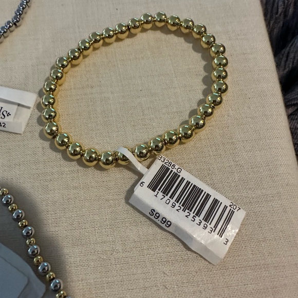 Brand New Set/4 Bead Stretch Bracelets. 2 Gold, Silver, & mixed Gold and Silver - Picture 7 of 16
